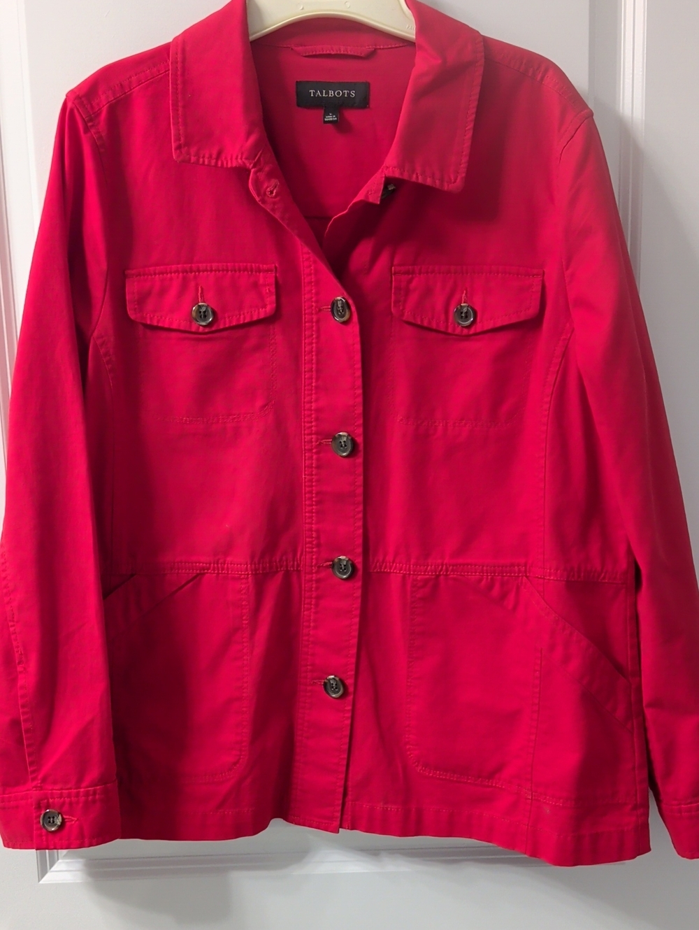 Talbots Vibrant Red Button-Front Utility Jacket
